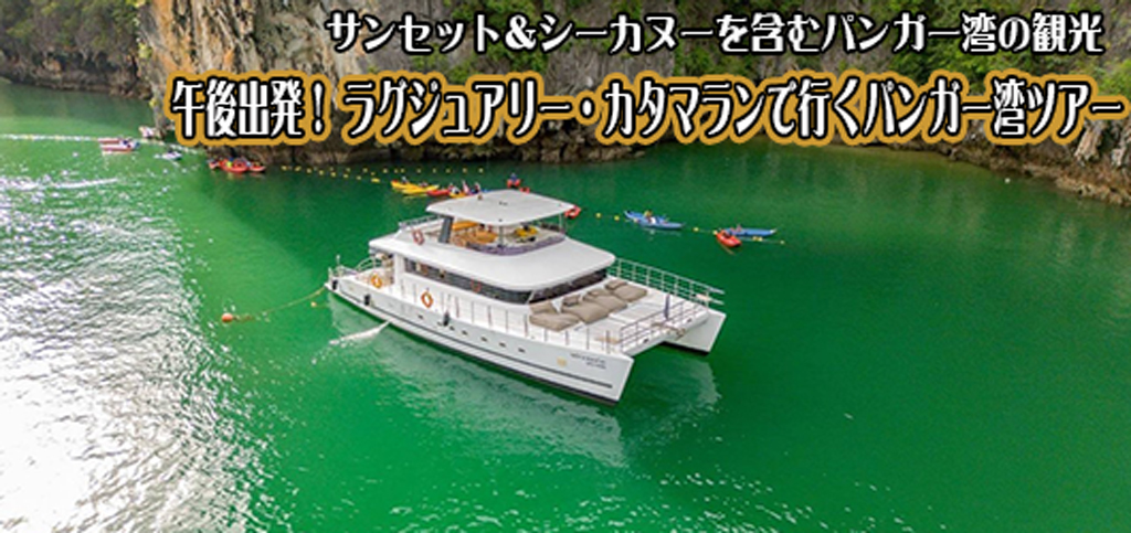 昼出発ラグジュアリーカタマラン船でゆくパンガー湾ツアー