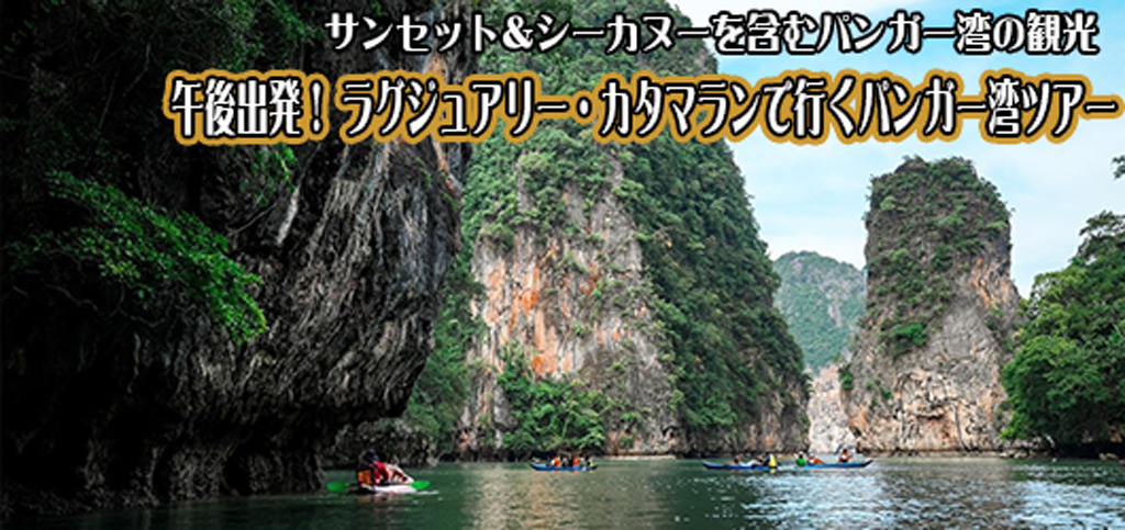 昼出発ラグジュアリーカタマラン船でゆくパンガー湾ツアー