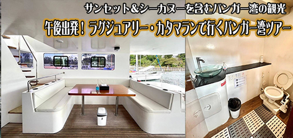 昼出発ラグジュアリーカタマラン船でゆくパンガー湾ツアー