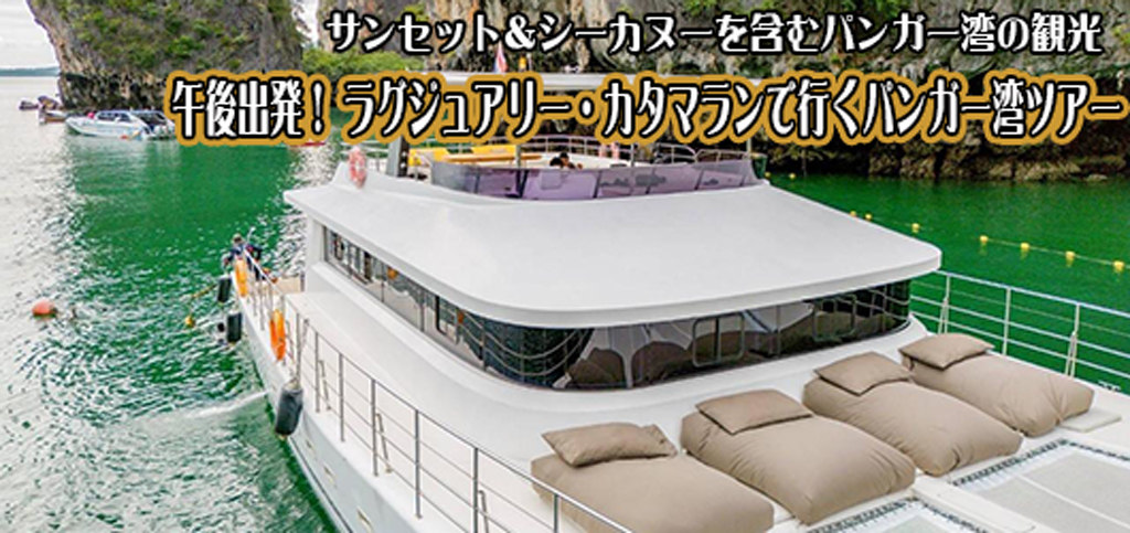 昼出発ラグジュアリーカタマラン船でゆくパンガー湾ツアー
