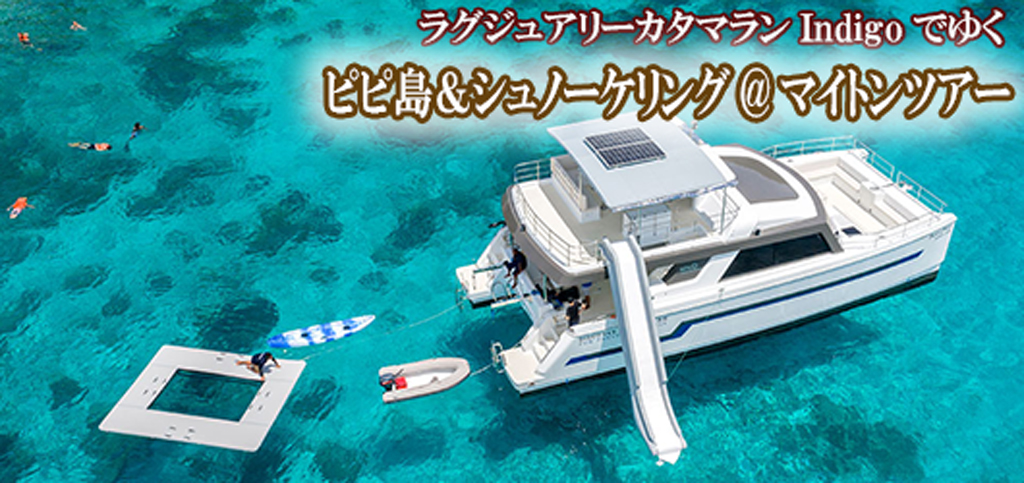 ラグジュアリーカタマランIndigoでゆくピピ島&シュノーケリング@マイトン島ツアー